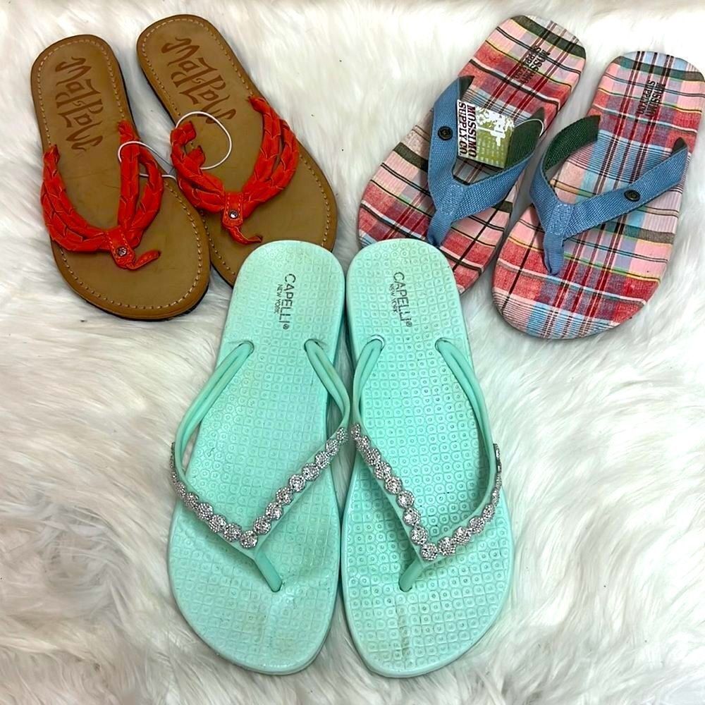 Capelli  Sand Rhinestone Flip Flops Mad Love and Mossino Supply‎ Size 8 D18